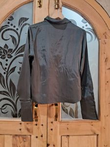 Elegant Gray Long Sleeve Blouse