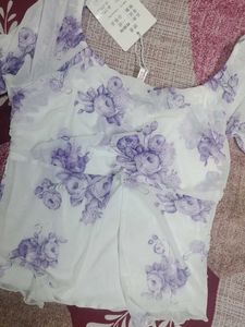 Sheer Floral Print Long Sleeve Top