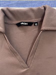 Ribbed Polo crop Top