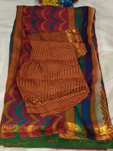 Vibrant Printed Cotton Saree with blouse