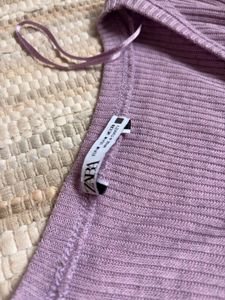 Lilac Ribbed V-Neck Top