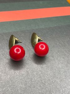 Red &amp; Gold Cherry Drop Earrings