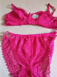 Hot Pink Lace Bra & Panty Set