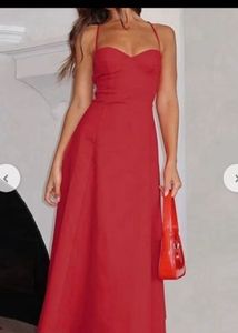 Ralph Lauren Dupe- Red A-Line Midi Dress
