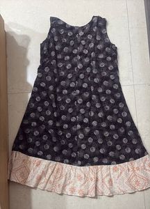 Black Floral Print Sleeveless Dress