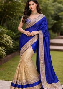 Stunning Blue & Gold Embellished Saree