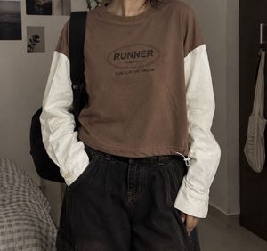 Chic Contrast Sleeve Cropped hoddie