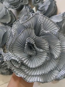 Grey Pleated Fabric Flowers - Craft Supplies
