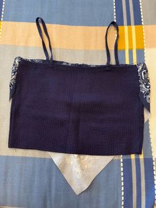 Navy Blue Bandana Crop Top