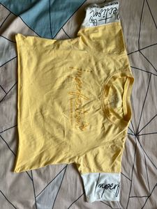 Yellow Crop Top And Hair Roller