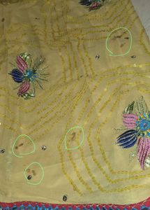 Embroidered Saree with Mirror Work Border