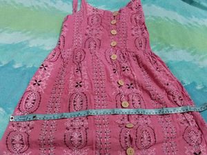 Pink Button-Front Midi Dress