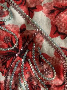 red floral 4 miter dress material