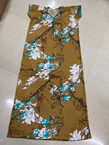 Satin Printed Strechable Long Nighty