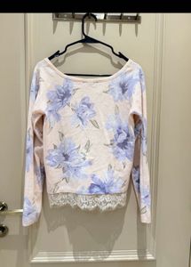 Floral Lace Trim Sweater