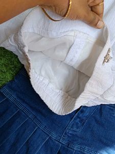 Stylish Crop Top and Denim Skirt Set