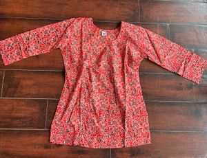 Red Printed Cotton Kurta