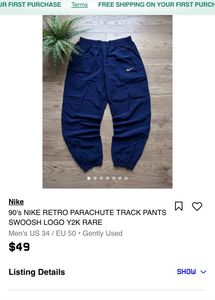 NIKE 90s Y2K Rare Retro Parachute Track Pants.