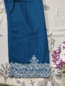 Blue Embroidered kurta set with dupatta