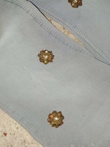 Embroidered Kurti with Jeans Set