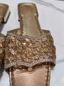 Embellished Rose Gold Slides