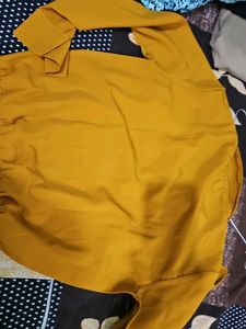 Stylish Mustard shirt top with Tassels