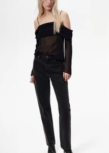 Chiffon Black Off-Shoulder Top