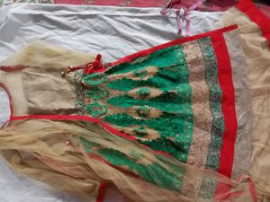 Elegant Green &amp; Gold Anarkali Suit