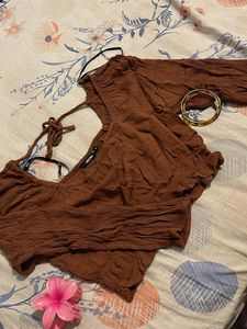 Boho Off-Shoulder Crinkle Top