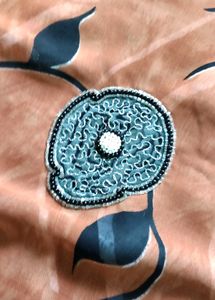 Grey and orange Floral Saree