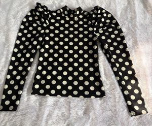 Polka Dot Puff Sleeve Top