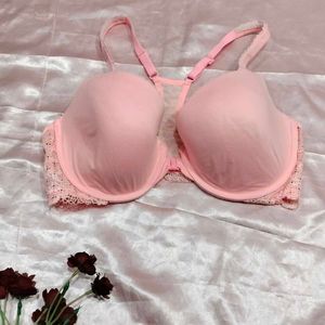 Pink Lace Trim Bra