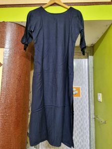 Embroidered Navy Blue Kurta