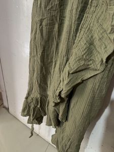 olive Wrap Midi Dress