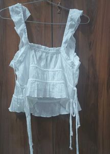 White Ruched Crop Top