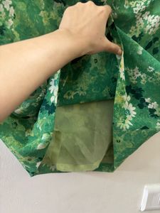 Vibrant Green Floral Ethnic Skirt