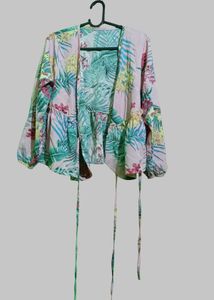 Floral Print Wrap Top