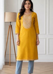 Sunny Yellow Embroidered Kurta