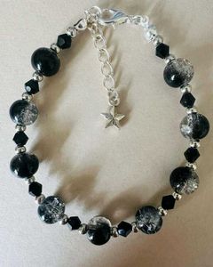 Black Beaded Bracelet with Star Charm