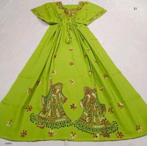 Hand Kantha Embroidered Kaftan Dress
