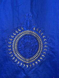 Blue Embroidered Sleeveless Kurta