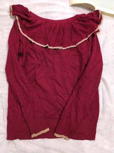 Maroon ruffle neck cardigan❤️‍🔥