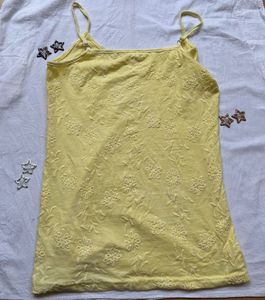Yellow Floral Embroidered Cami Top