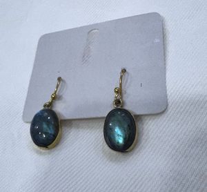 Oval Stone Drop Earrings