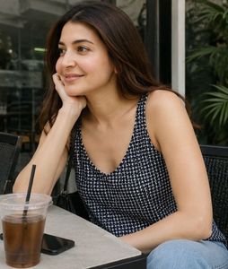 Navy &amp; White Patterned Tank Top