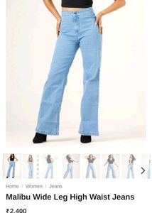 Light Wash Wide Leg Denim Jeans