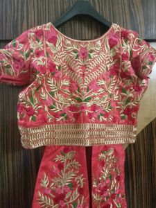 Embroidered Dark Pink Long Blouse with