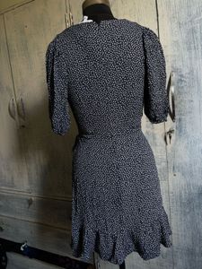 Navy Polka Dot Wrap Dress