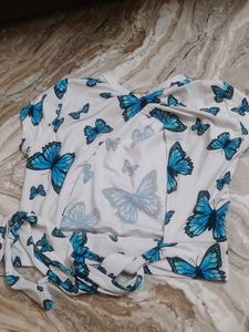 Butterfly Print backless Crop Top