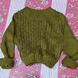 Olive Green Textured Sweater